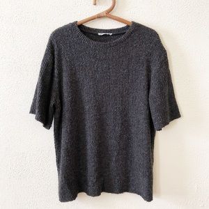 Zara Ribbed Knit Oversized Short Sleeve Sweater Tee M